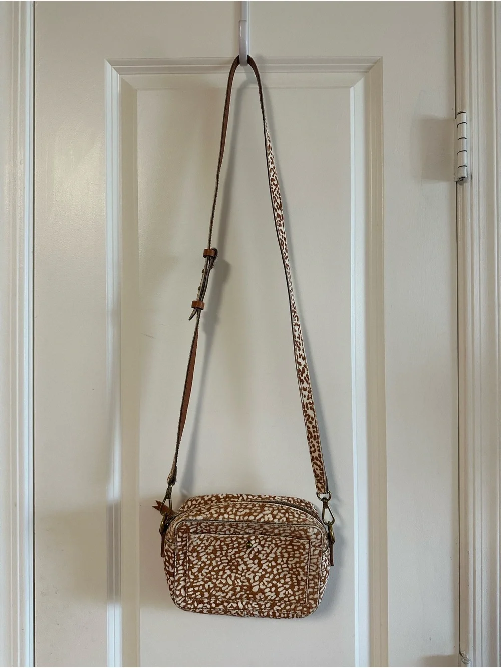 Madewell The Transport Camera Bag: Animal Spot Calf Hair Edition